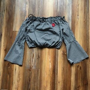 NWOT off the shoulder gingham top